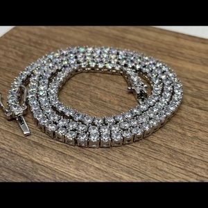 14kt white gold plated tennis chain 3mm